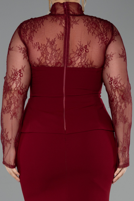 Robe de Soirée Grande Taille Longue Rouge Bordeaux ABU6195