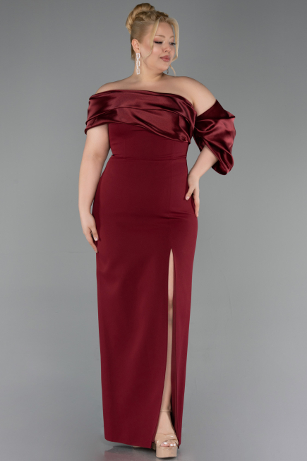 Robe Grande Taille Longue Rouge Bordeaux ABU5047