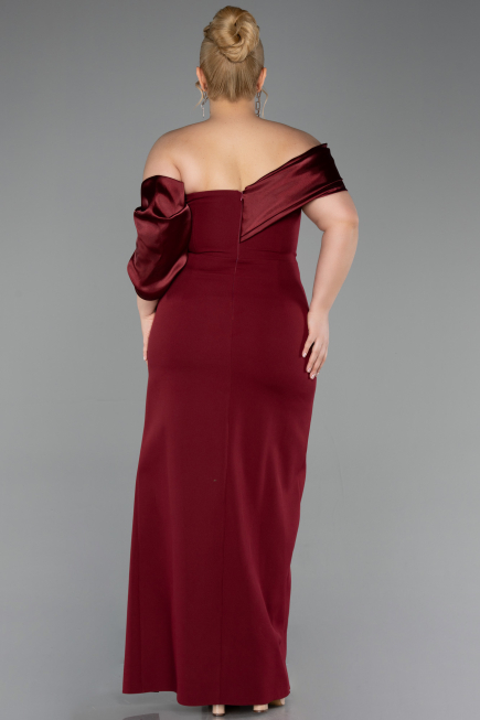 Robe Grande Taille Longue Rouge Bordeaux ABU5047