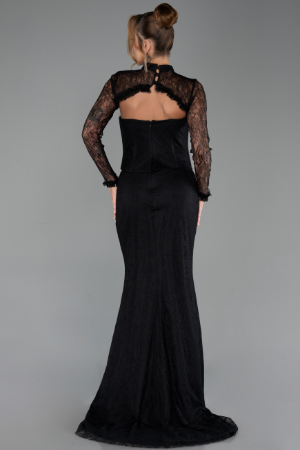 Robe de Soirée Longue Dantelle Noir ABU6207