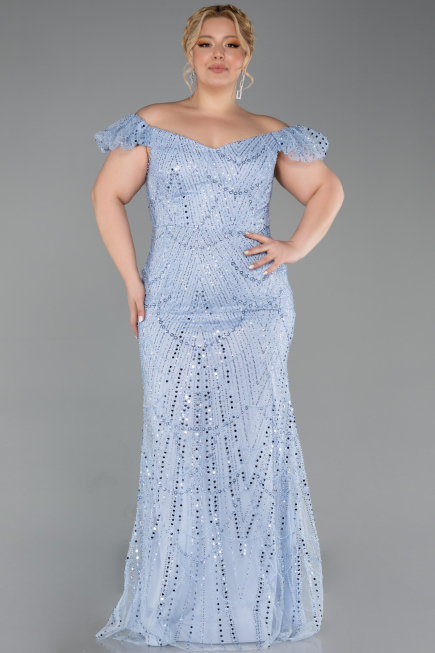 Robe Grande Taille Longue Perlé Indigo ABU5548