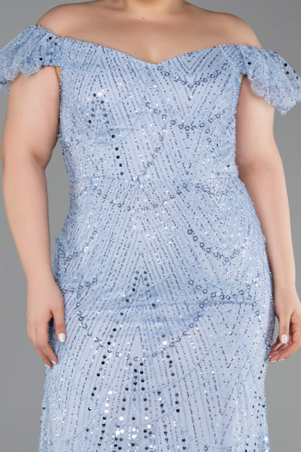 Robe Grande Taille Longue Perlé Indigo ABU5548