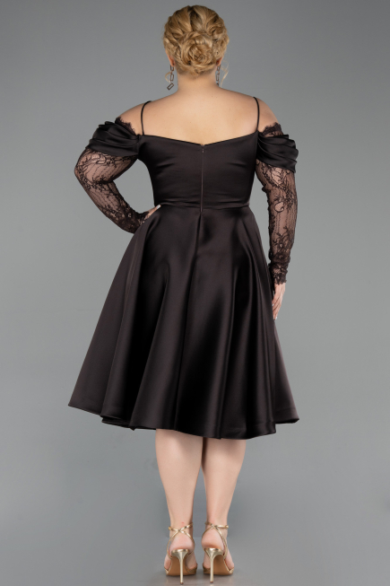 Robe De Invitation Grande Taille Midi Satin Brun ABK2652