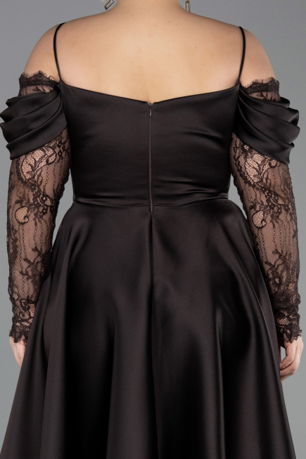 Robe De Invitation Grande Taille Midi Satin Brun ABK2652