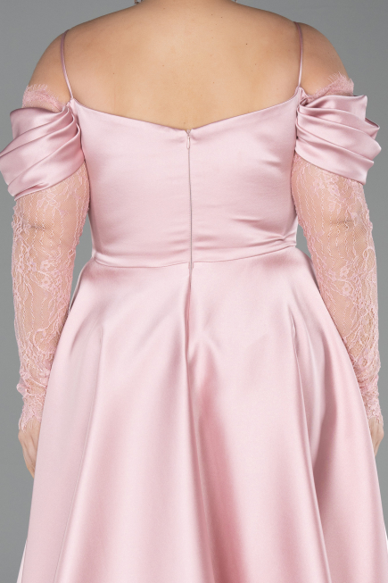 Robe De Invitation Grande Taille Midi Satin Poudre ABK2652