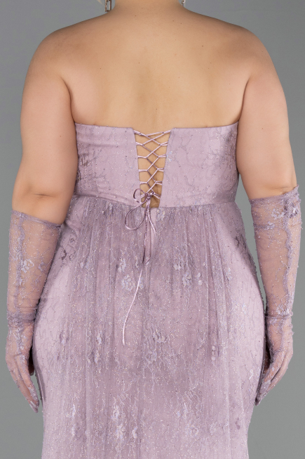 Robe de Soirée Grande Taille Longue Dantelle Lavande ABU6280