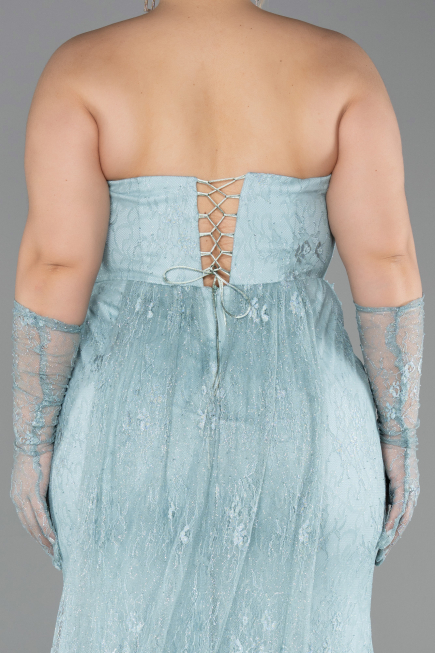 Robe de Soirée Grande Taille Longue Dantelle Menthe ABU6280