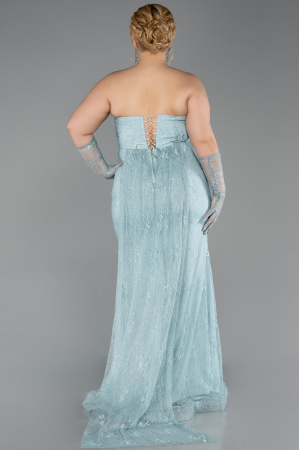 Robe de Soirée Grande Taille Longue Dantelle Menthe ABU6280