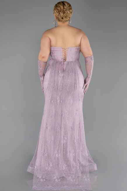 Robe de Soirée Grande Taille Longue Dantelle Lavande ABU6280