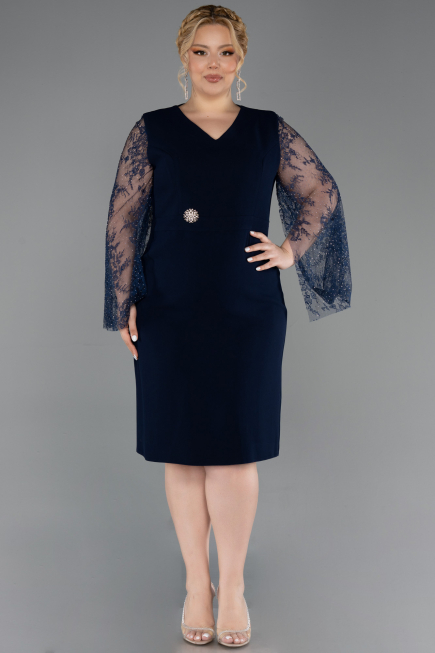 Robe De Invitation Grande Taille Midi Bleu Marine ABK2646