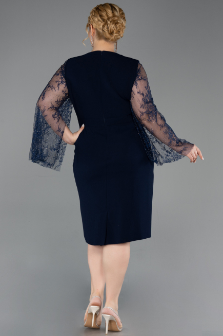 Robe De Invitation Grande Taille Midi Bleu Marine ABK2646