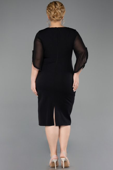 Robe De Invitation Grande Taille Midi Noir ABK2659