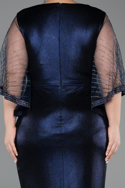 Robe De Soirée Grande Taille Longue Bleu Marine ABU6301