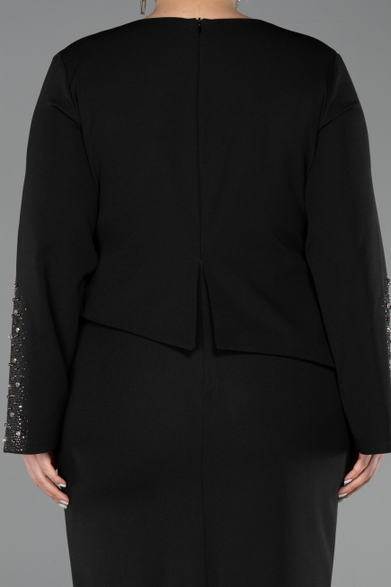Robe De Invitation Grande Taille Midi Noir ABK2661