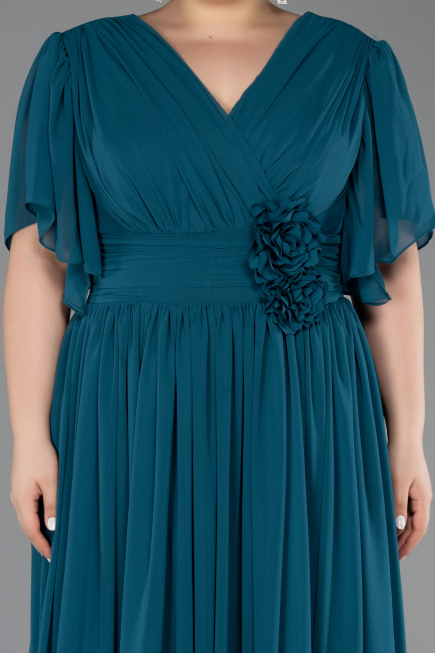 Robe De Soirée Grande Taille Longue Mousseline Vert ABU6309