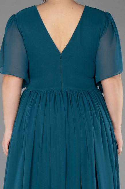 Robe De Soirée Grande Taille Longue Mousseline Vert ABU6309