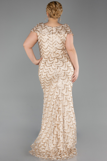 Robe De Soirée Grande Taille Longue Squameuse Or ABU6282