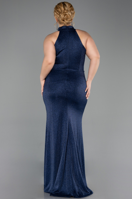 Robe De Soirée Grande Taille Longue Bleu Marine ABU6311