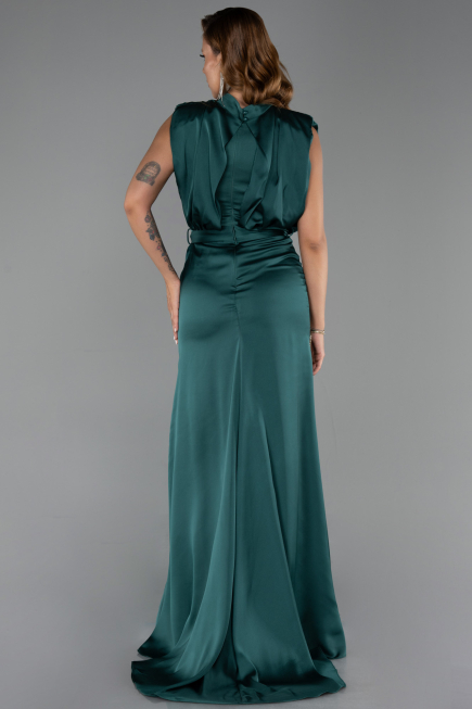 Robe de Soirée Longue Satin Émeraude ABU2133