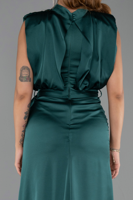 Robe de Soirée Longue Satin Émeraude ABU2133