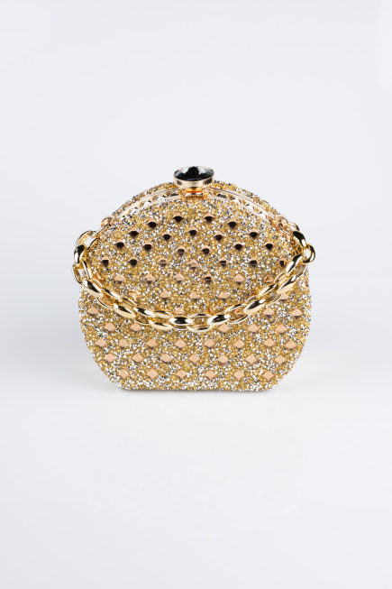 Sac De Soirée Luxe Pierreux Or SH854