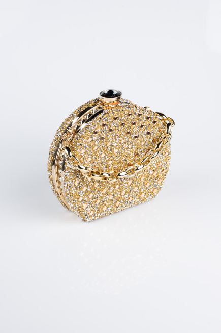 Sac De Soirée Luxe Pierreux Or SH854