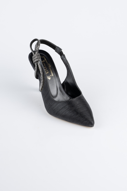 Stiletto Coupe Au Laser Noir MJ4102