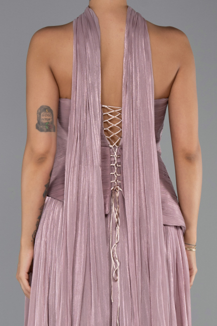 Robe de Soirée Longue Mousseline Poudre ABU6335