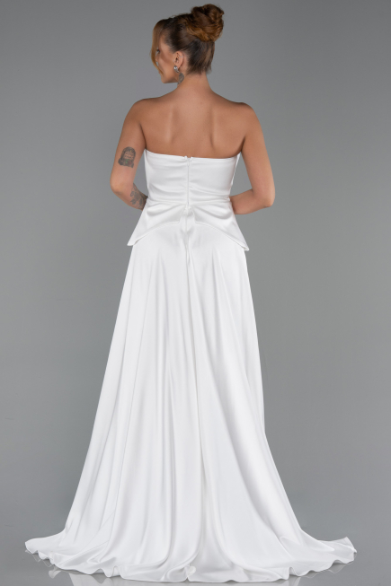 Robe de Soirée Longue Dantelle Blanc ABU5615
