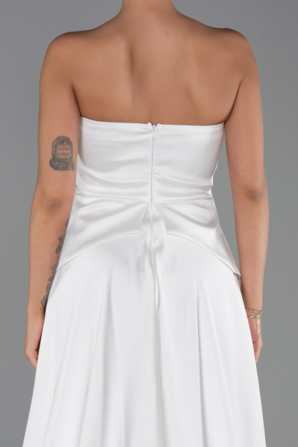 Robe de Soirée Longue Dantelle Blanc ABU5615