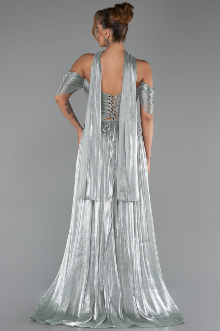 Robe de Soirée Longue Mousseline Menthe ABU6342