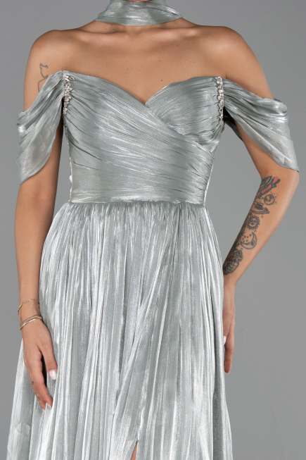 Robe de Soirée Longue Mousseline Menthe ABU6342