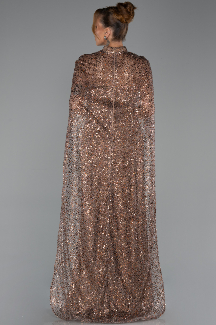 Robe de Soirée Longue Squameuse Brun clair ABU6343