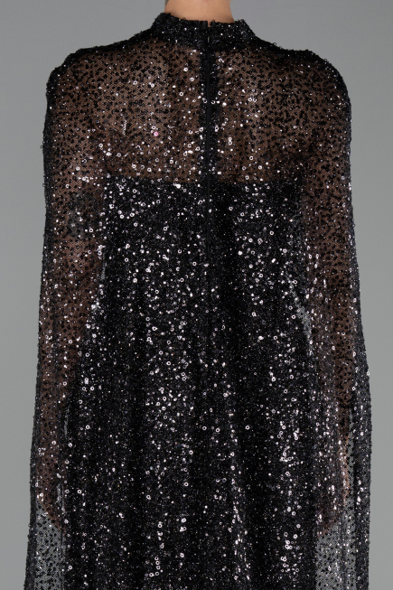 Robe de Soirée Longue Squameuse Noir ABU6343