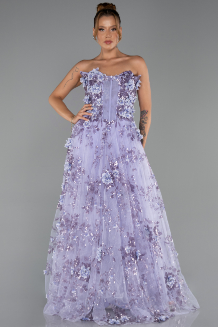 Robe de Soirée Longue Lilas ABU6344