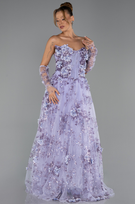 Robe de Soirée Longue Lilas ABU6344