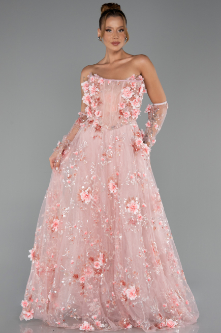 Robe de Soirée Longue Poudre ABU6344