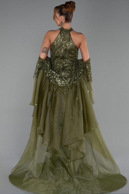 Robe de Soirée Longue Perlé Kaki ABU6348