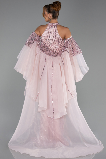 Robe de Soirée Longue Perlé Poudre ABU6348
