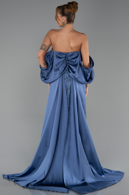 Robe de Soirée Longue Perlé Indigo ABU6351