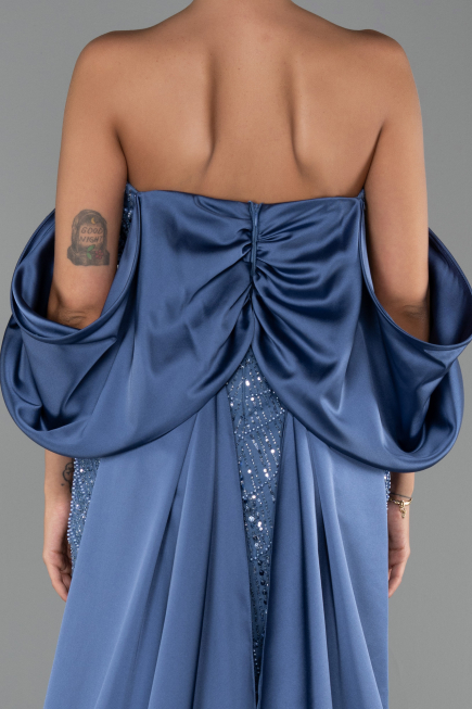 Robe de Soirée Longue Perlé Indigo ABU6351