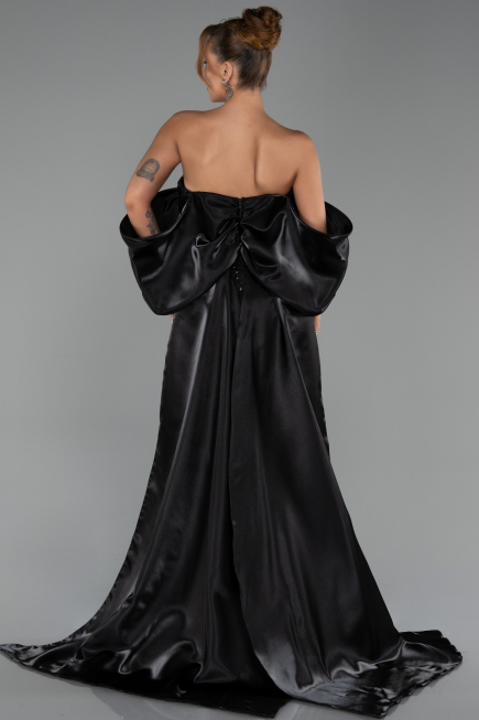 Robe de Soirée Longue Perlé Noir ABU6351