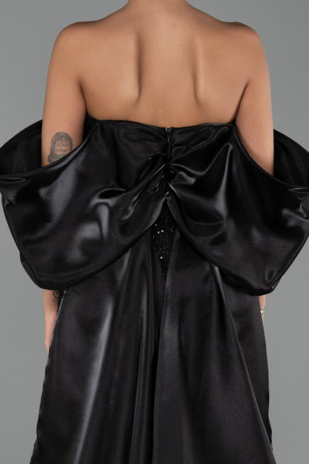 Robe de Soirée Longue Perlé Noir ABU6351