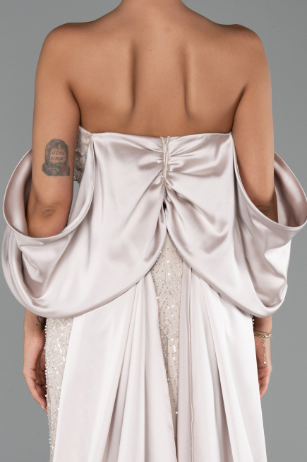 Robe de Soirée Longue Perlé Vison ABU6351