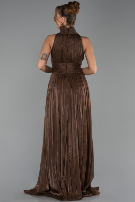 Robe de Soirée Longue Mousseline Brun ABU6352