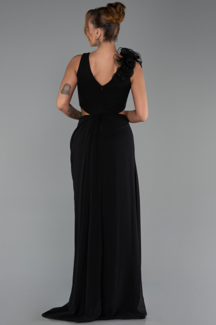 Robe de Soirée Longue Mousseline Noir ABU6354