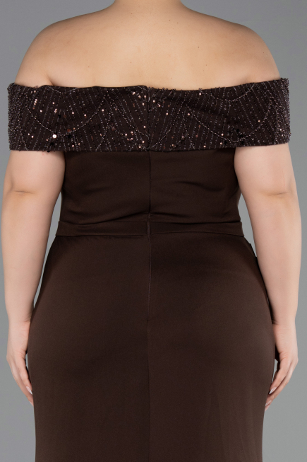Robe de Soirée Grande Taille Longue Brun ABU6302