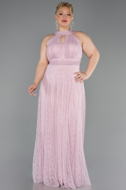 Robe de Soirée Grande Taille Longue Dantelle Poudre ABU6330