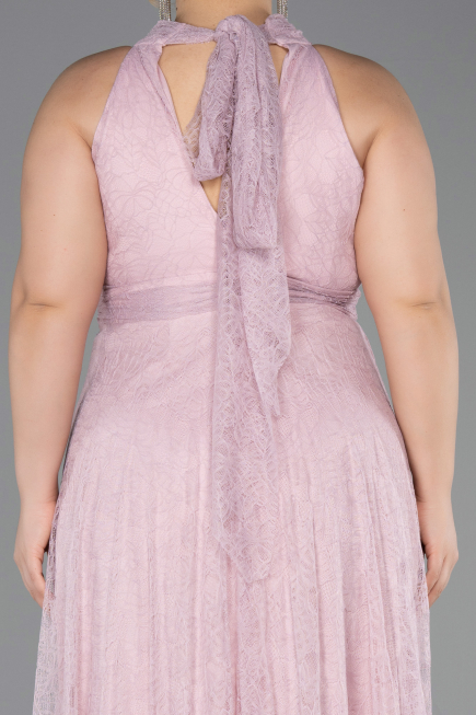 Robe de Soirée Grande Taille Longue Dantelle Poudre ABU6330