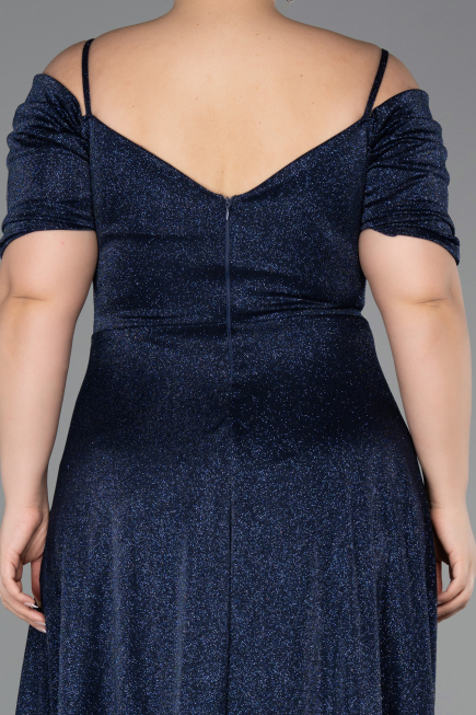 Robe de Soirée Grande Taille Longue Bleu Marine ABU6333